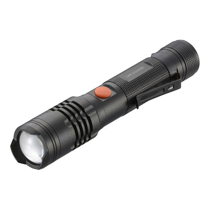 充電式LEDフラッシュライト（2000 lm/連続使用3ー6時間/保護等級IPX4/点灯2モード）_08-1070_LHR-US2000Z-K_OHM（オーム電機）