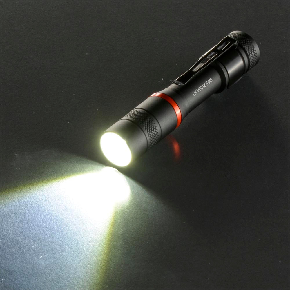 LEDフラッシュライトSLIM（125 lm/連続使用MAX2.5h/保護等級IPX6/単4形×1本使用/ブラック）_08-1072_LH-VB01Z-K_OHM（オーム電機）