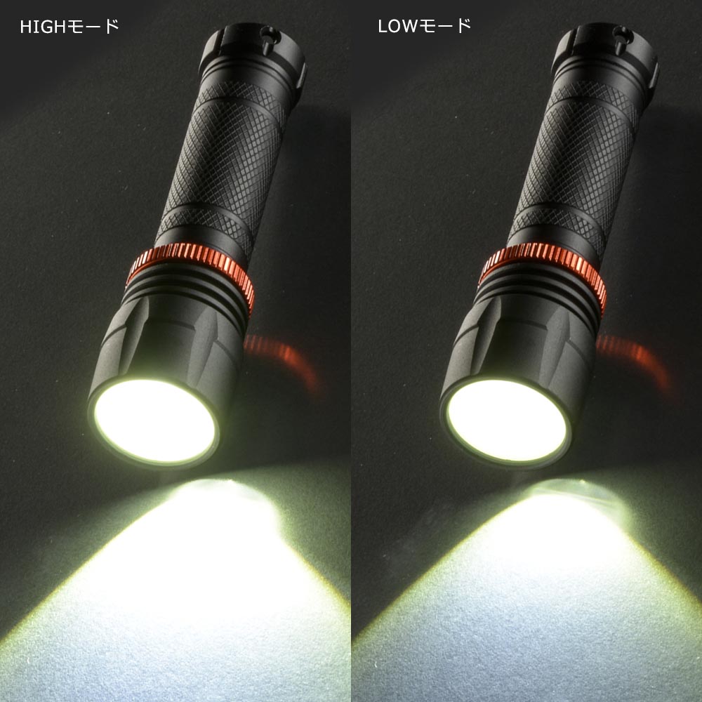 LEDフラッシュライト（200 lm/連続使用MAX15h/保護等級IPX6/単3形×1本使用/ブラック）_08-1074_LH-VB200Z-K_OHM（オーム電機）