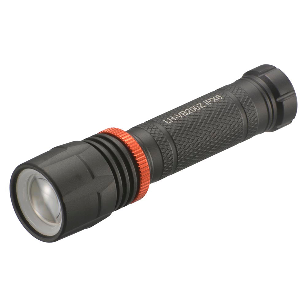 LEDフラッシュライト（200 lm/連続使用MAX15h/保護等級IPX6/単3形×1本使用/ブラック）_08-1074_LH-VB200Z-K_OHM（オーム電機）