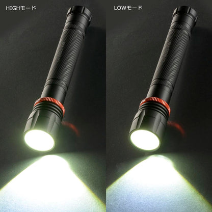 LEDフラッシュライト（500 lm/連続使用MAX10h/保護等級IPX6/単3形×2本使用/ブラック）_08-1075_LH-VB500Z-K_OHM（オーム電機）