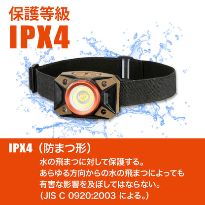 充電式LEDヘッドライト（940 lm/非接触センサー/IPX4）_08-1080_LC-VR940-KD_OHM（オーム電機）