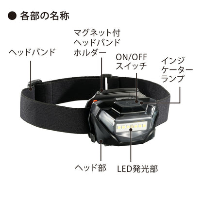 マグネットヘッドライト（800 lm/USB充電式/IPX4）_08-1085_LCH-MVR800C-K_OHM（オーム電機）
