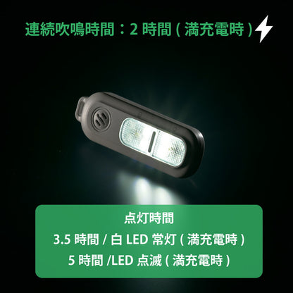 LEDミニライト【ブザー付】（赤・青・白に光る/大音量85dB/充電式/ホワイト）_08-1095_KH-SOS2-W_OHM（オーム電機）