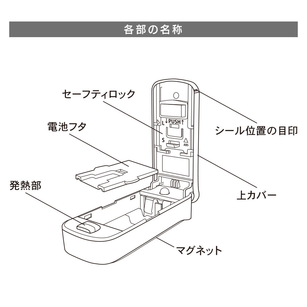 ハンディシーラー（セーフティロック付/マグネット付/単3形×2本使用/ホワイト）_08-1186_KAJ-Z001-W_OHM（オーム電機）