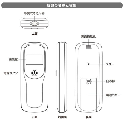 アルコールテスター（バックライト付/単4形×2本使用/半導体ガスセンサー）_08-1258_HB-A04-W_OHM（オーム電機）