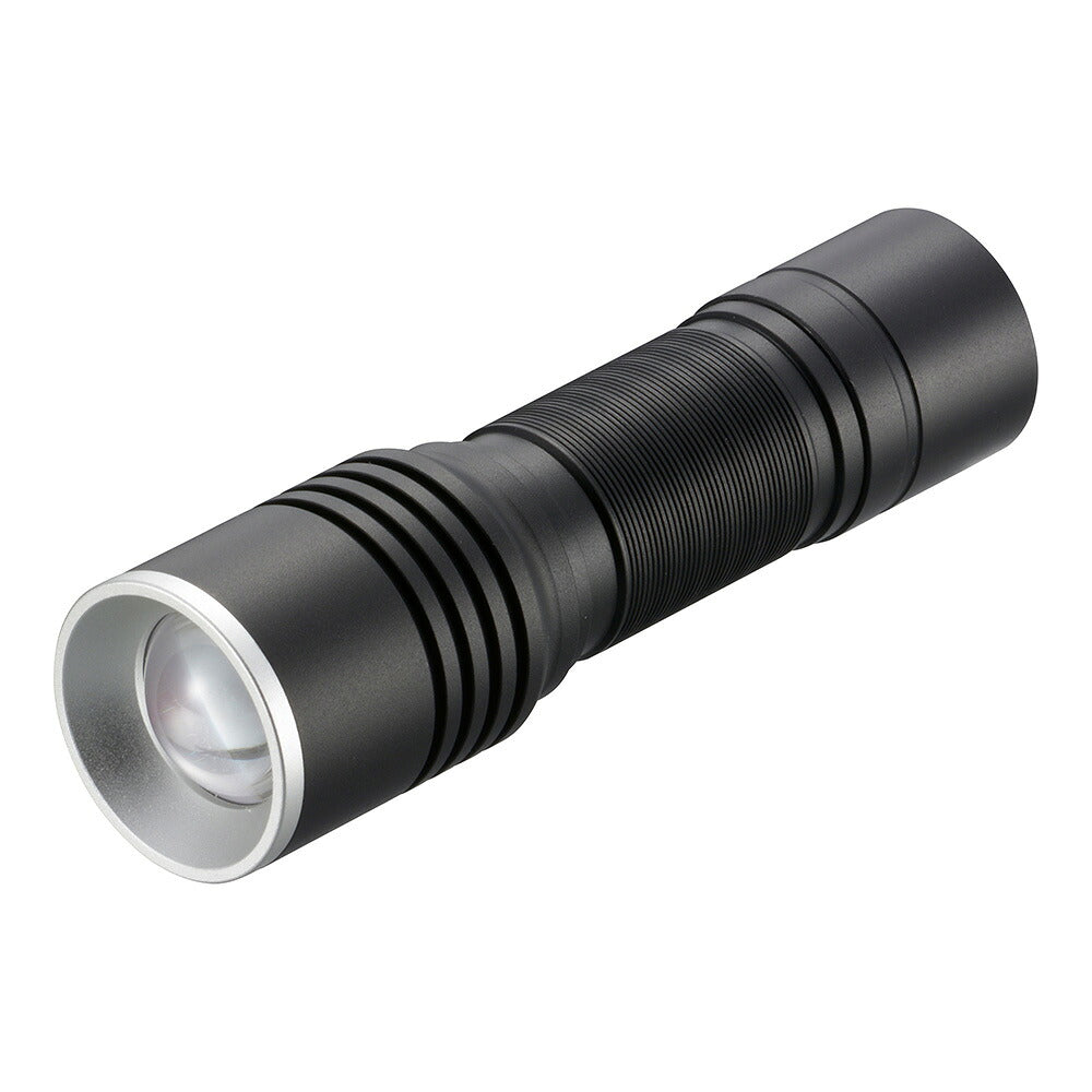 遠射光LEDフラッシュライト（照射距離403m/525 lm/連続使用2.5ー20時間/保護等級IPX4/単4形×3本使用）_08-1356_LHA-LD3A3F-K_OHM（オーム電機）