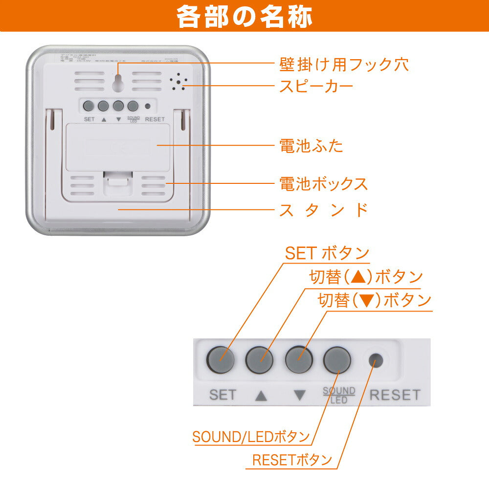 温湿度計（インフルエンザ・熱中症注意機能付/単4形×2本使用/ホワイト）_08-1553_TEM-301-W_OHM（オーム電機）