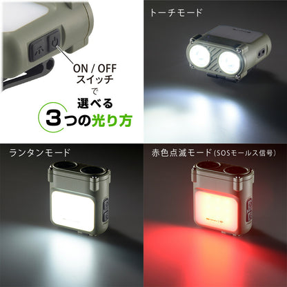 マルチクリップライト（USB充電式/450 lm/センサーでオン・オフ/無段階調光/保護等級IPX4）_08-1661_LH-SC50B7_OHM（オーム電機）