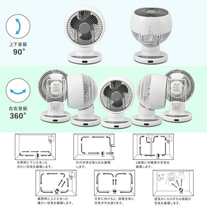 3Dサーキュレーター（～18畳/風量3段階/切タイマー3段階/左右3段階、上下約90°自動首振り/コード1.5m/リモコン付）_08-1703_FF-CS2515AC-W_OHM（オーム電機）