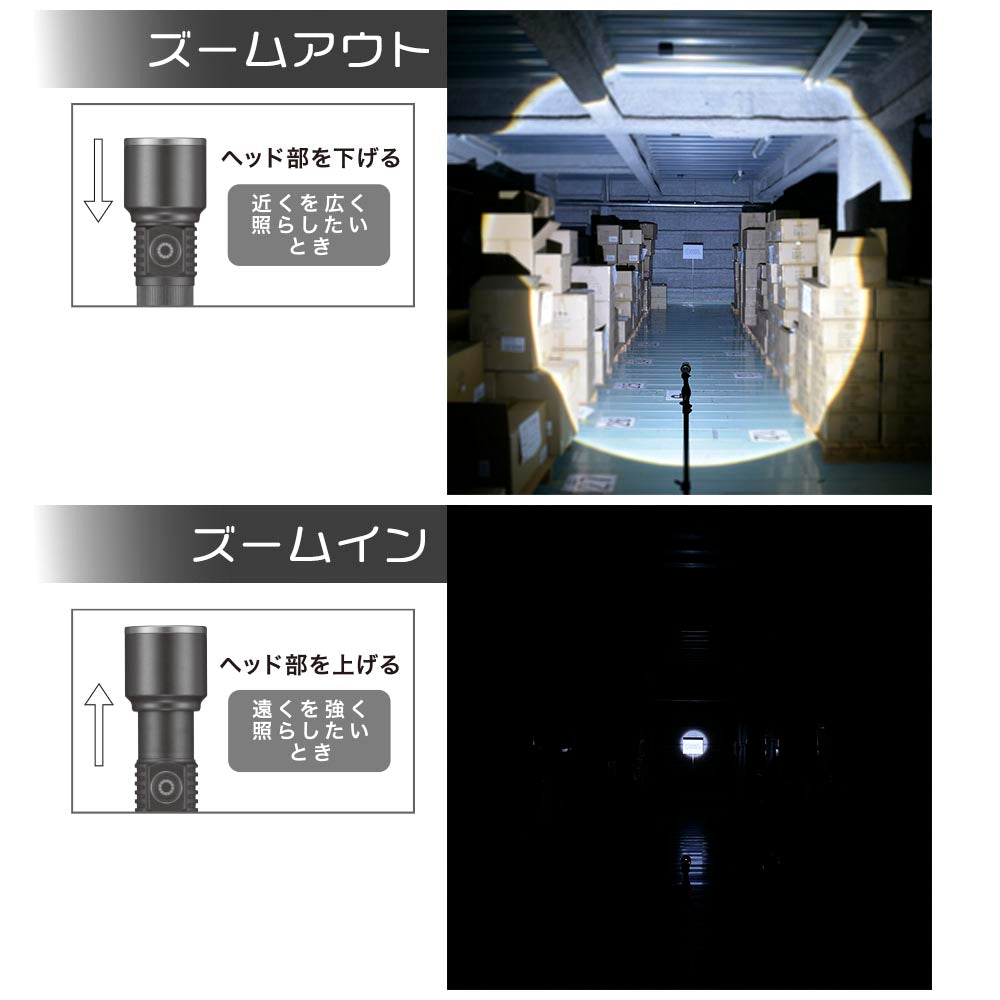 充電式LED懐中ライト（550 lm High時/リチウムイオン仕様/保護等級 IPX4）_08-1715_LH-CP55A5_OHM（オーム電機）