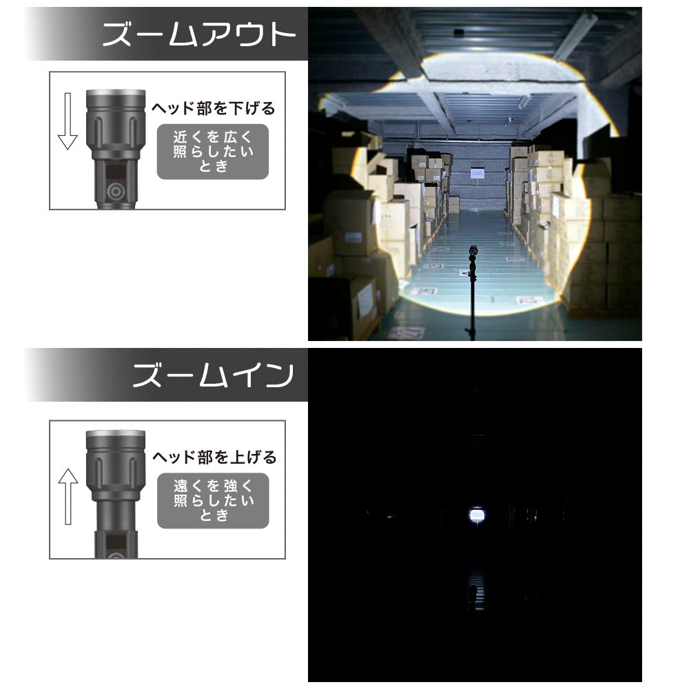 充電式LED懐中ライト（500 lm High時/リン酸鉄仕様/保護等級 IPX3）_08-1716_LH-CPL50A5_OHM（オーム電機）