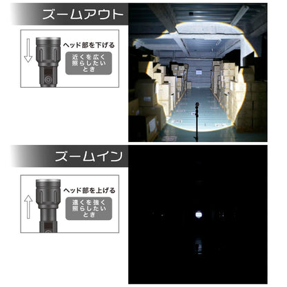 充電式LED懐中ライト（500 lm High時/リン酸鉄仕様/保護等級 IPX3）_08-1716_LH-CPL50A5_OHM（オーム電機）