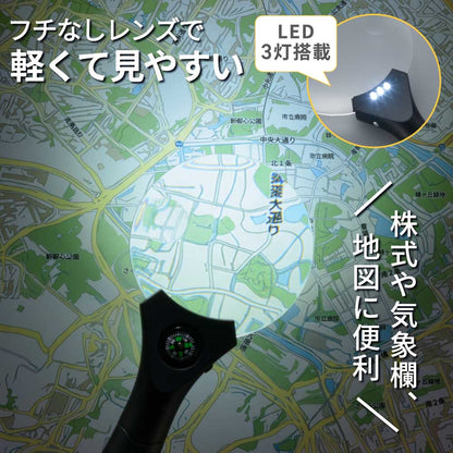 LEDハンドルーペ（3倍、4.5倍/レンズ直径90mm/単4形×3本使用）_08-1761_LH-M10HL90A_OHM（オーム電機）