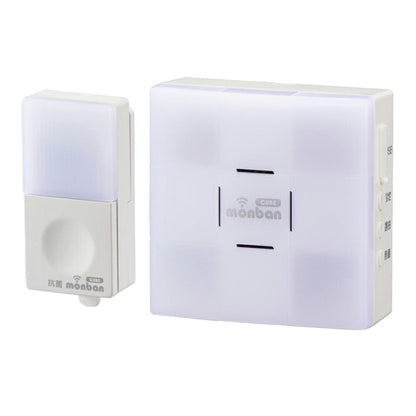 monban CUBE II ワイヤレスチャイムセット 押しボタン送信機＋光フラッシュ電池式受信機_08-1903_OCH-BPT-FBR25_OHM（オーム電機）