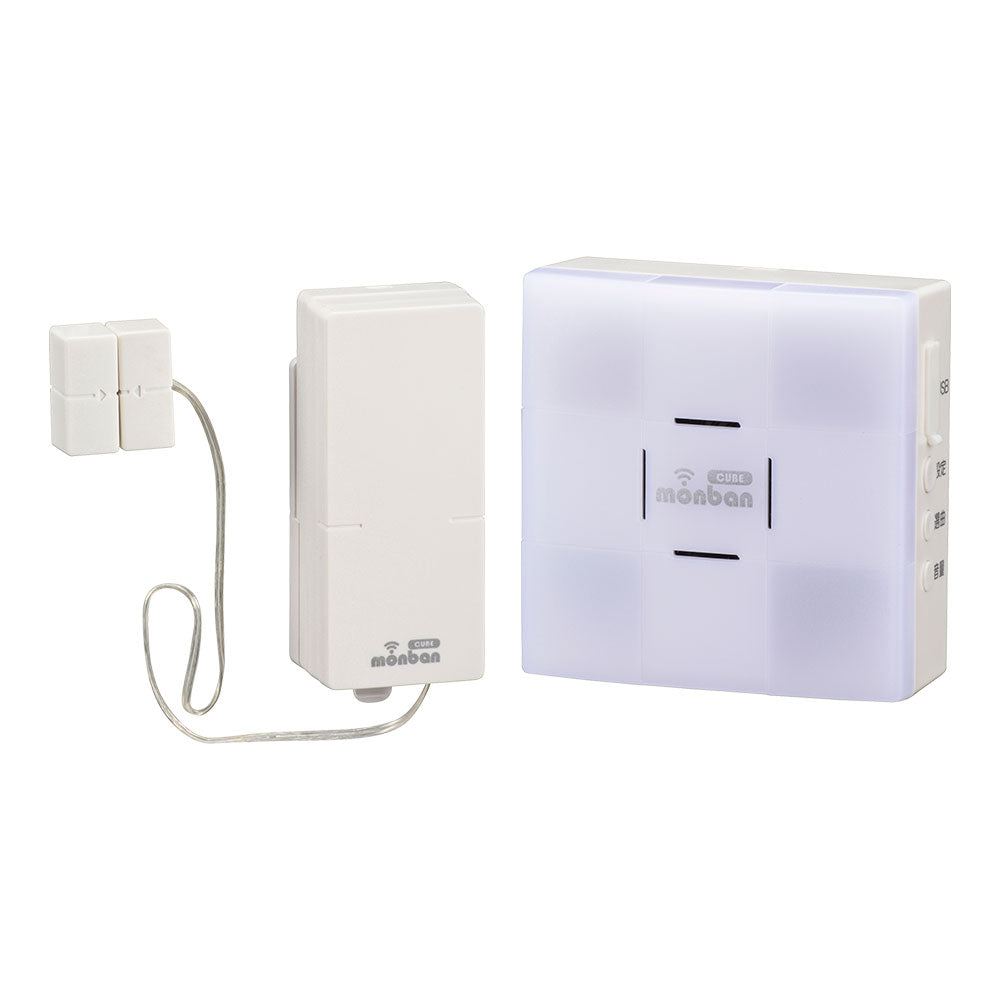 monban CUBE II ワイヤレスチャイムセット 扉センサー送信機＋光フラッシュ電池式受信機_08-1906_OCH-MAGT-FBR25_OHM（オーム電機）