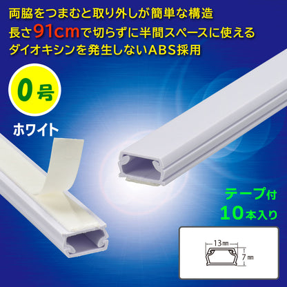 テープ付モール（0号/91cm/ホワイト/10本入）_09-2832_DZ-AMT009-W/10P_OHM（オーム電機）