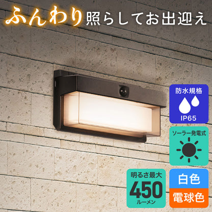 ウォールライト 二重セード ソーラー充電式 250ルーメン 白色/電球色_ESL-KN400SL_ELPA（エルパ・朝日電器）
