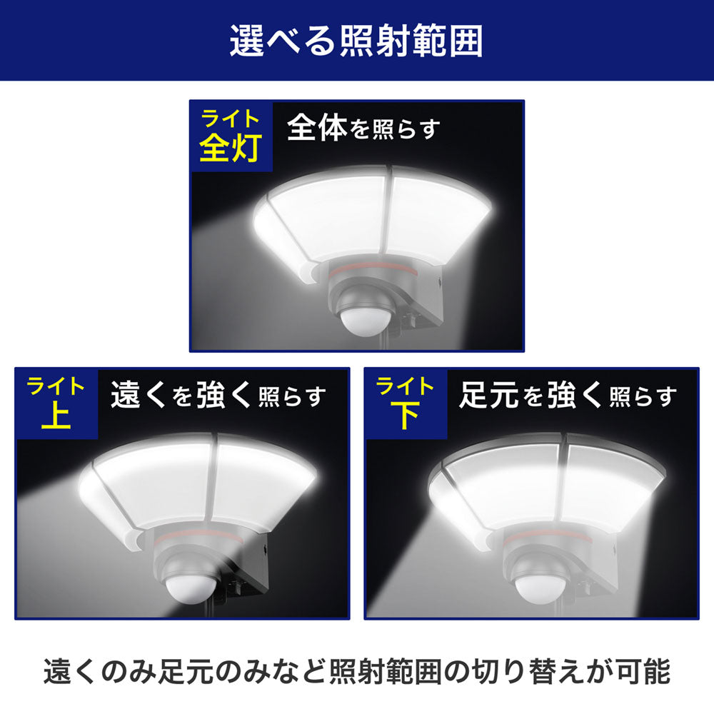 防犯ライト ACコンセント式センサーライト 3灯 3000ルーメン リモコン付_ESL-W3003AC_ELPA（エルパ・朝日電器）