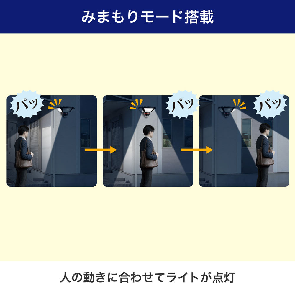 防犯ライト ACコンセント式センサーライト 3灯 3000ルーメン リモコン付_ESL-W3003AC_ELPA（エルパ・朝日電器）
