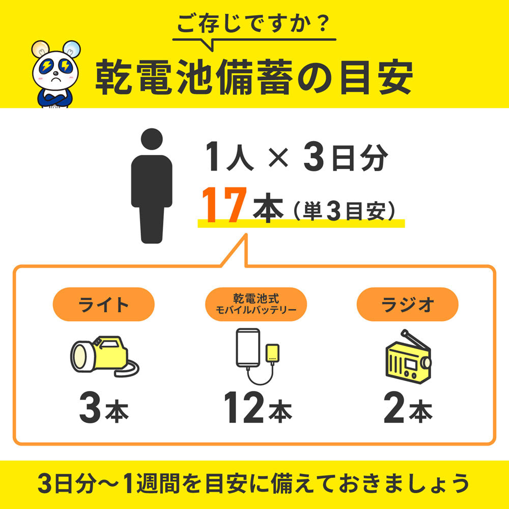 アルカリ乾電池 単1形×4本 防災備蓄 10年保存可能_LR20-AD4SBS_ELPA（エルパ・朝日電器）