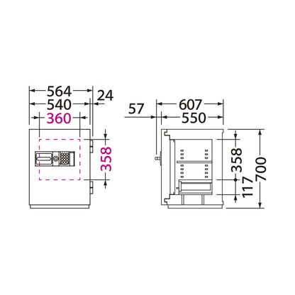 NCLL-10EV 業務用耐火金庫 テンキーEV式 2時間耐火 190kg 56L_EIKO エーコー
