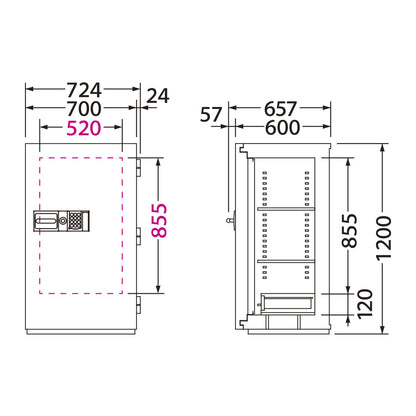 NCLL-30EV 業務用耐火金庫 テンキーEV式 2時間耐火 382kg 192L_EIKO エーコー