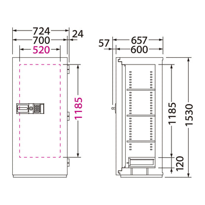 NCLL-40EV 業務用耐火金庫 テンキーEV式 2時間耐火 465kg 257L_EIKO エーコー