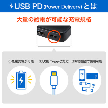 USB充電器 PD 30W 薄型ACアダプター ブラック_UC-23B(BK)_ELPA（エルパ・朝日電器）
