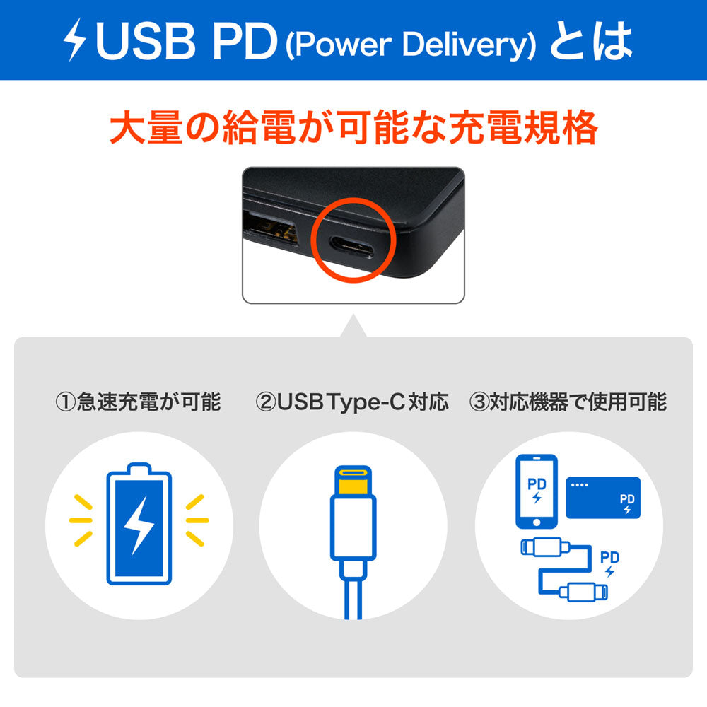 USB充電器 PD 60W 薄型ACアダプター ブラック_UC-26B(BK)_ELPA（エルパ・朝日電器）