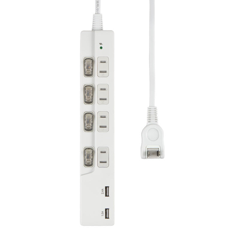 スイッチ付USBタップ4個口 WBK-4232SUA(W)_ELPA（エルパ・朝日電器）