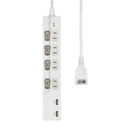 スイッチ付USBタップ4個口 WBK-4232SUA(W)_ELPA（エルパ・朝日電器）
