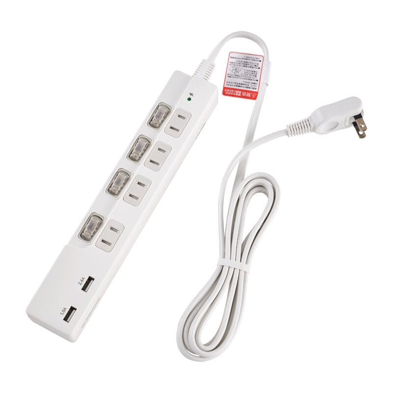 スイッチ付USBタップ4個口 WBK-4232SUA(W)_ELPA（エルパ・朝日電器）