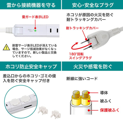 4P2mスリム回転USBタップ_WBS-SL402USB-W_ELPA（エルパ・朝日電器）