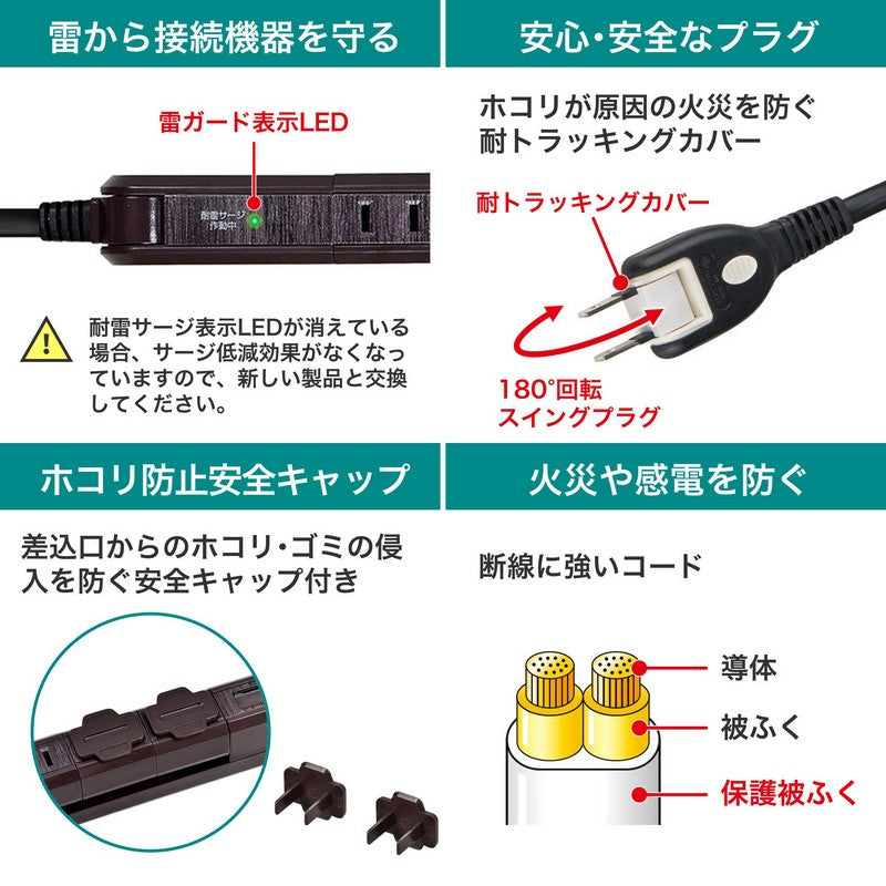 4P2mスリム回転USBタップ_WBS-SL402USB-WD_ELPA（エルパ・朝日電器）