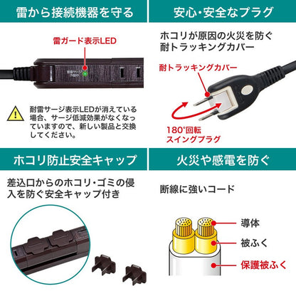4P2mスリム回転USBタップ_WBS-SL402USB-WD_ELPA（エルパ・朝日電器）