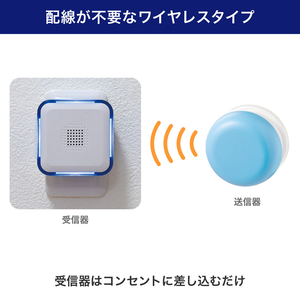 電池がいらない かんたんチャイム 防水ボタン セット_WC-S8061AC_ELPA（エルパ・朝日電器）