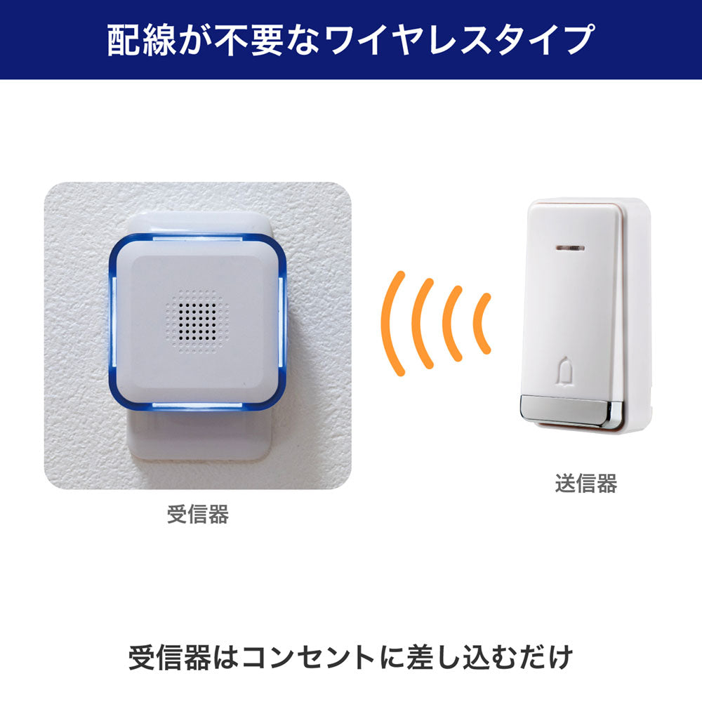 電池がいらない かんたんチャイム 防雨ボタン セット_WC-S8090AC_ELPA（エルパ・朝日電器）