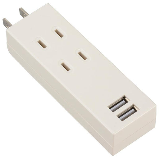 USB充電ポート2口付タップ 2個口（ホワイト）_00-4394_HS-TU2SPC-W_OHM オーム電機