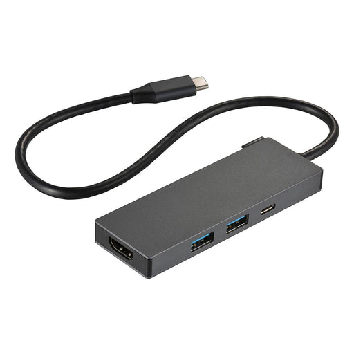 Type-Cマルチアダプター（HDMI 1.4×1、USB3.2Gen1×2、USB Type-C×1/30cmケーブル/アルミボディ）_01-3108_PC-SHMPC11-H_OHM（オーム電機）