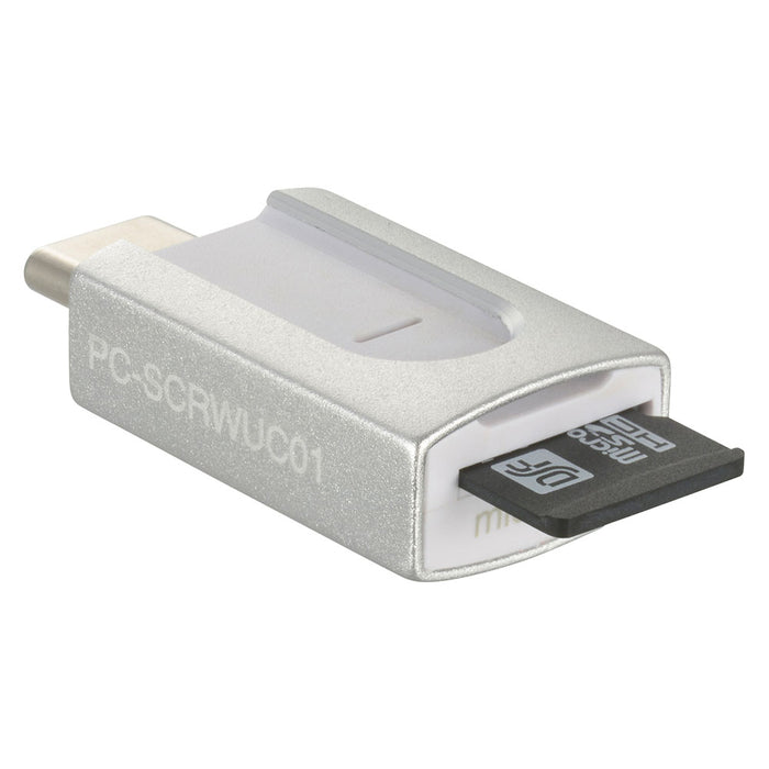 【USB Type-Cコネクタ接続】microSD専用超小型カードリーダー（USB3.2Gen1/ホスト機能（OTG）/3.2g/シルバー）_01-3966_PC-SCRWUC01-H_OHM（オーム電機）