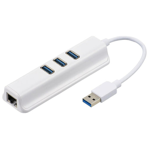 【USB Type-Aコネクタ接続】GigaLAN+USB3.2 Gen1×3ポートハブ（ホワイト）_01-3977_PC-SH3PL09-W_OHM（オーム電機）