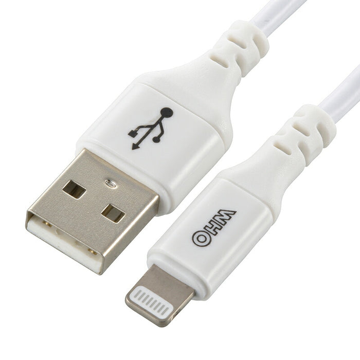 ライトニングケーブル（USB Type-A/2.4A高出力対応/0.15m/ホワイト）_01-7101_SIP-L015AH-W_OHM（オーム電機）