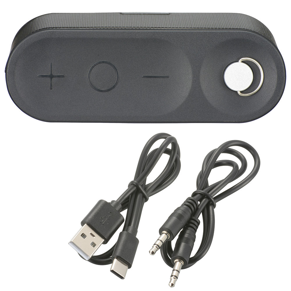 ワイヤレスコンパクトスピーカー（Bluetooth5.0/防水保護IPX6耐水/USB充電式/ブラック）_03-2300_ASP-W200N_OHM（オーム電機）