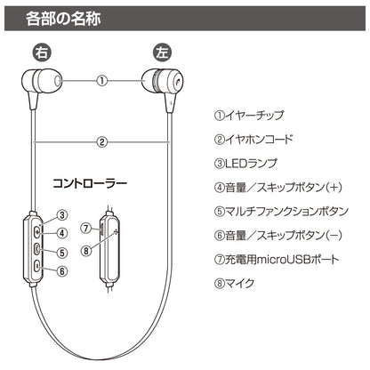 ワイヤレスイヤホン（Bluetooth5.3/ダイナミック型/口径10mm高音質ドライバー/ネックコードタイプ/充電1時間で連続再生6時間/ブラック）_03-2497_HP-W173N-K_OHM（オーム電機）