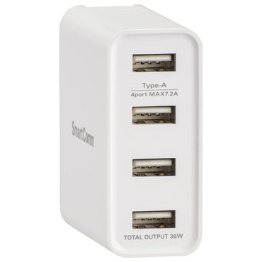 USBチャージャー（USB Type-A×4ポート/ホワイト）_03-3091_MAV-AU436N_OHM（オーム電機）
