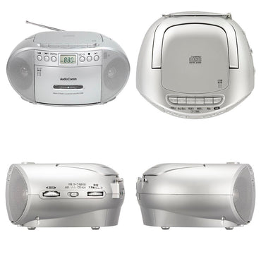 CDラジオカセットレコーダー（口径66mmスピーカー2基/2電源/AC100V、単2形×6本使用/ワイドFM/15W/シルバー）_03-5038_RCD-590Z-S_OHM（オーム電機）
