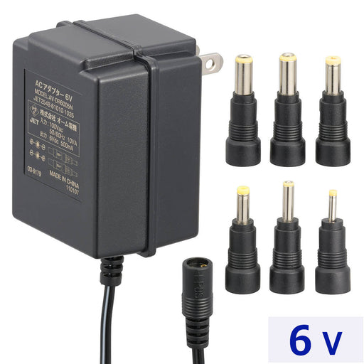 AC電源アダプター（6V/0.5A/変換プラグ6セット/コード1.8m/両極性対応/ポータブル機器専用）_03-6179_AV-DR6005N_OHM（オーム電機）