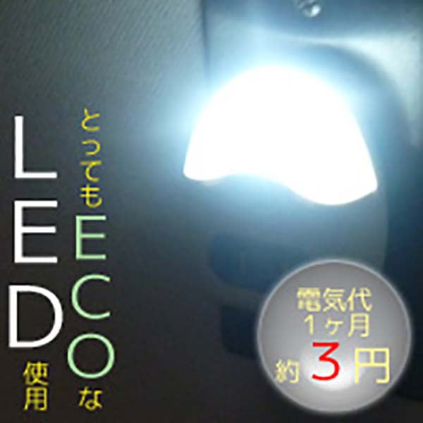 2個口コンセント付LEDナイトライト（明暗センサー付/白色）_04-0359_R39MS-W_OHM（オーム電機）