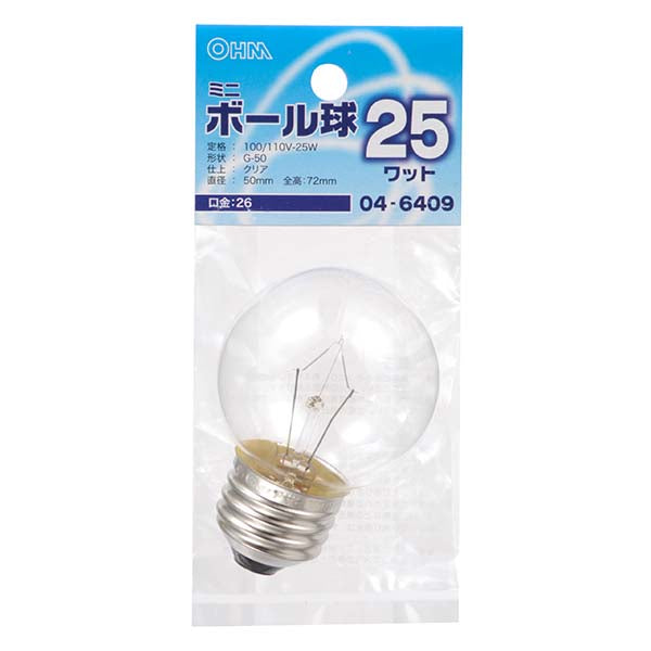 LB-G5625-C ﾐﾆﾎﾞｰﾙ球(25W/ｸﾘｱ/G50/E26)
